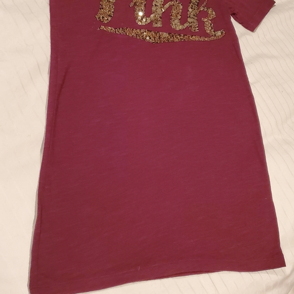 SALE** VS PINK Maroon & Gold sequin t-shirt - Picture 4 of 7